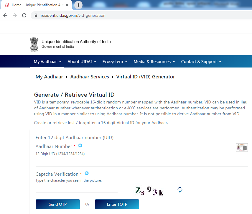 How To Generate Virtual Aadhar ID