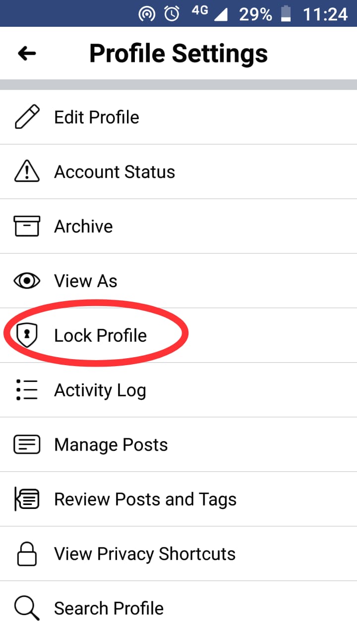 How to lock facebook profile step 3
